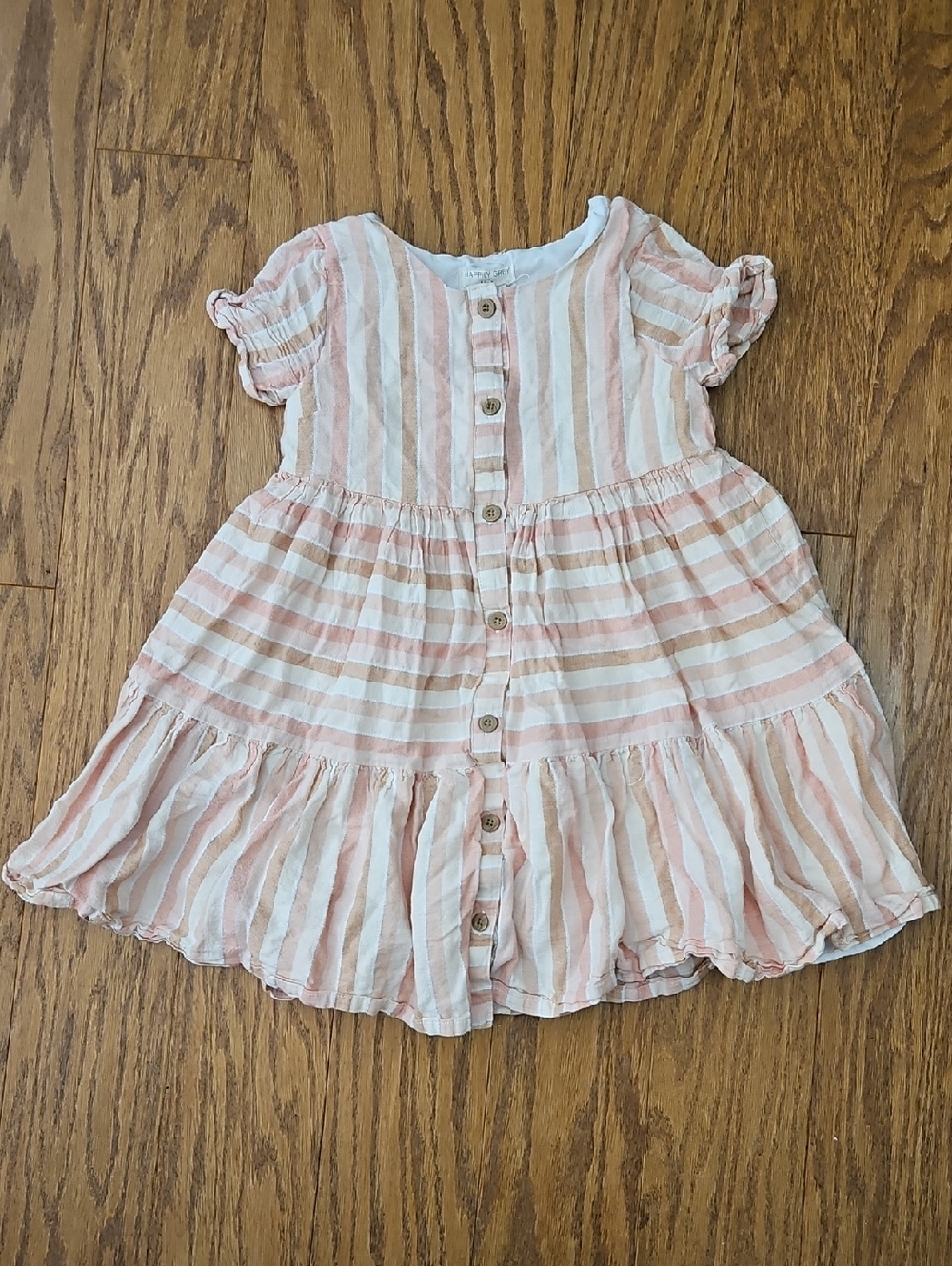 Happily Grey Kids Linen Blend Tiered button-up dress Sz 12